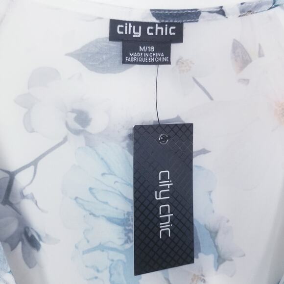 *NEW* CITY CHIC Shy Orchid Maxi Dress Front Wrap Floral Blue Ivory - Size 18 - Picture 7 of 8